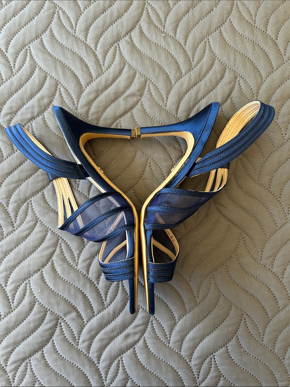 Gorgeous Nina Navy Vidonia Strappy Slingback Heels with Mesh Insets - Picture 5 of 8
